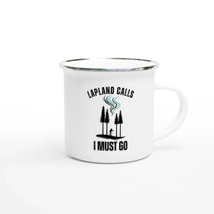 Photo du produit : mug émaillé au motif « Lapland Calls - I Must Go » de Rather Be in Finland