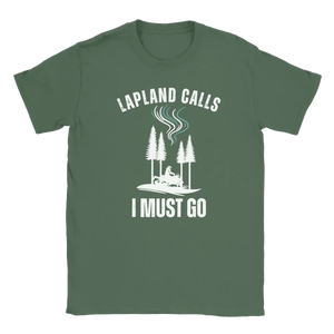Produktbild: T-Shirt mit dem Motiv „Lapland Calls - Skidoo Edition“ von Rather Be in Finland
