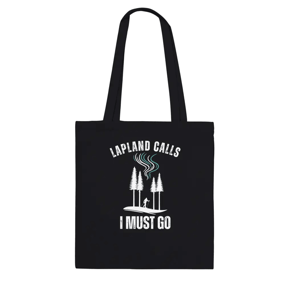 Lapland Calls - Skier Edition - Premium Tote Bag Black - Rather Be In Finland