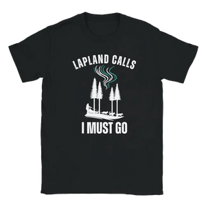 Produktbild: T-Shirt mit dem Motiv „Lapland Calls - Sled edition“ von Rather Be in Finland