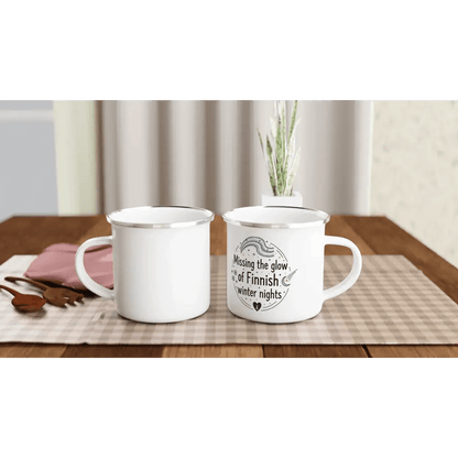 Missing the Glow of Finnish Winter Nights - Enamel Mug - Rather Be In Finland