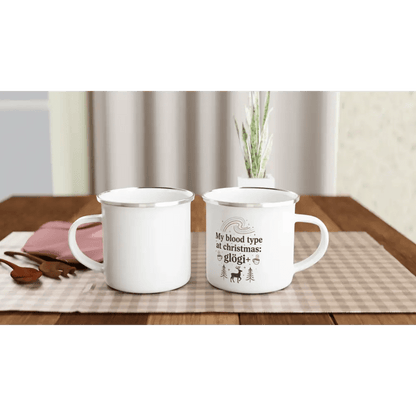 My Blood Type at Christmas: Glögi+ - Enamel Mug - Rather Be In Finland