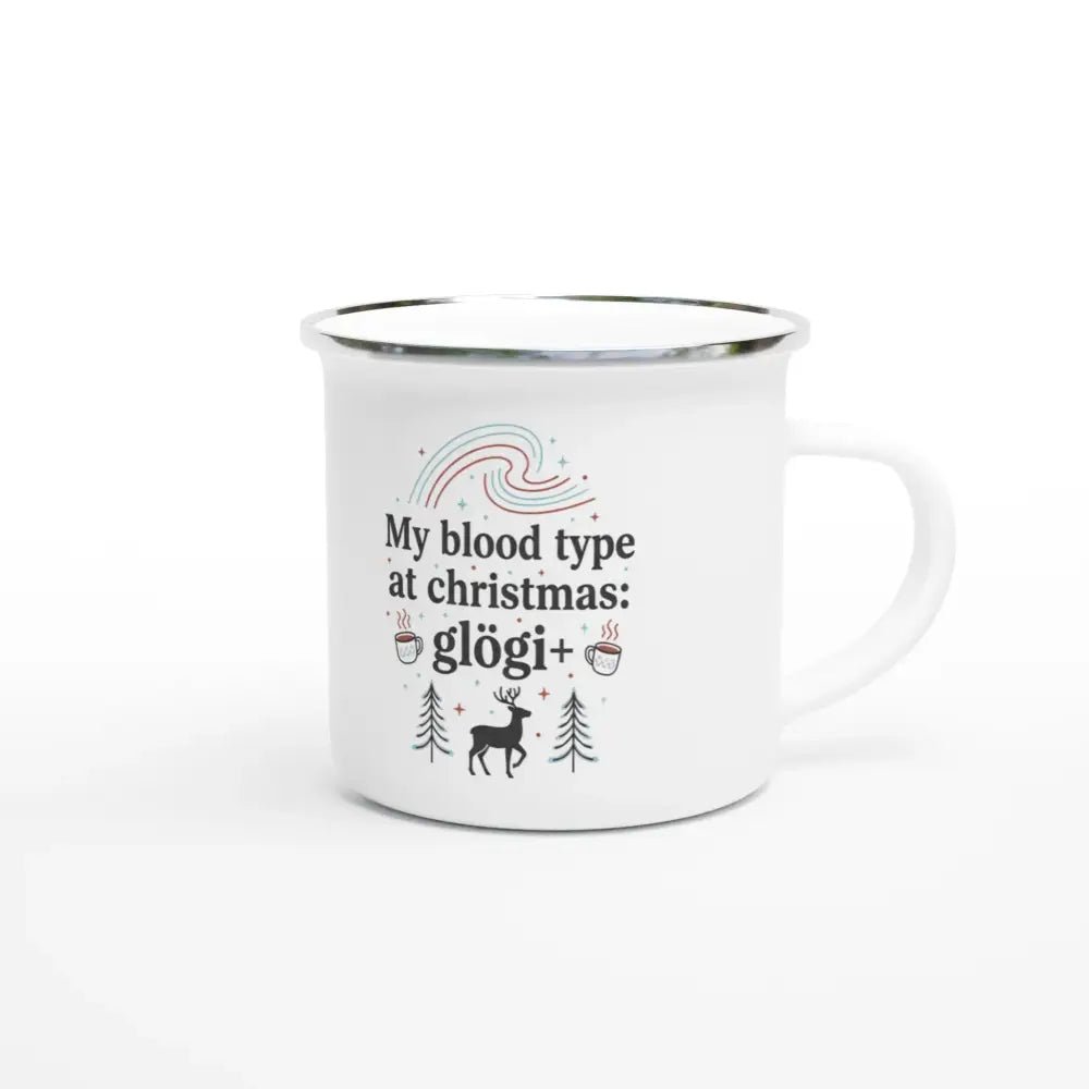 My Blood Type at Christmas: Glögi+ - Enamel Mug - Rather Be In Finland