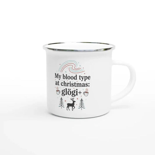 My Blood Type at Christmas: Glögi+ - Enamel Mug - Rather Be In Finland