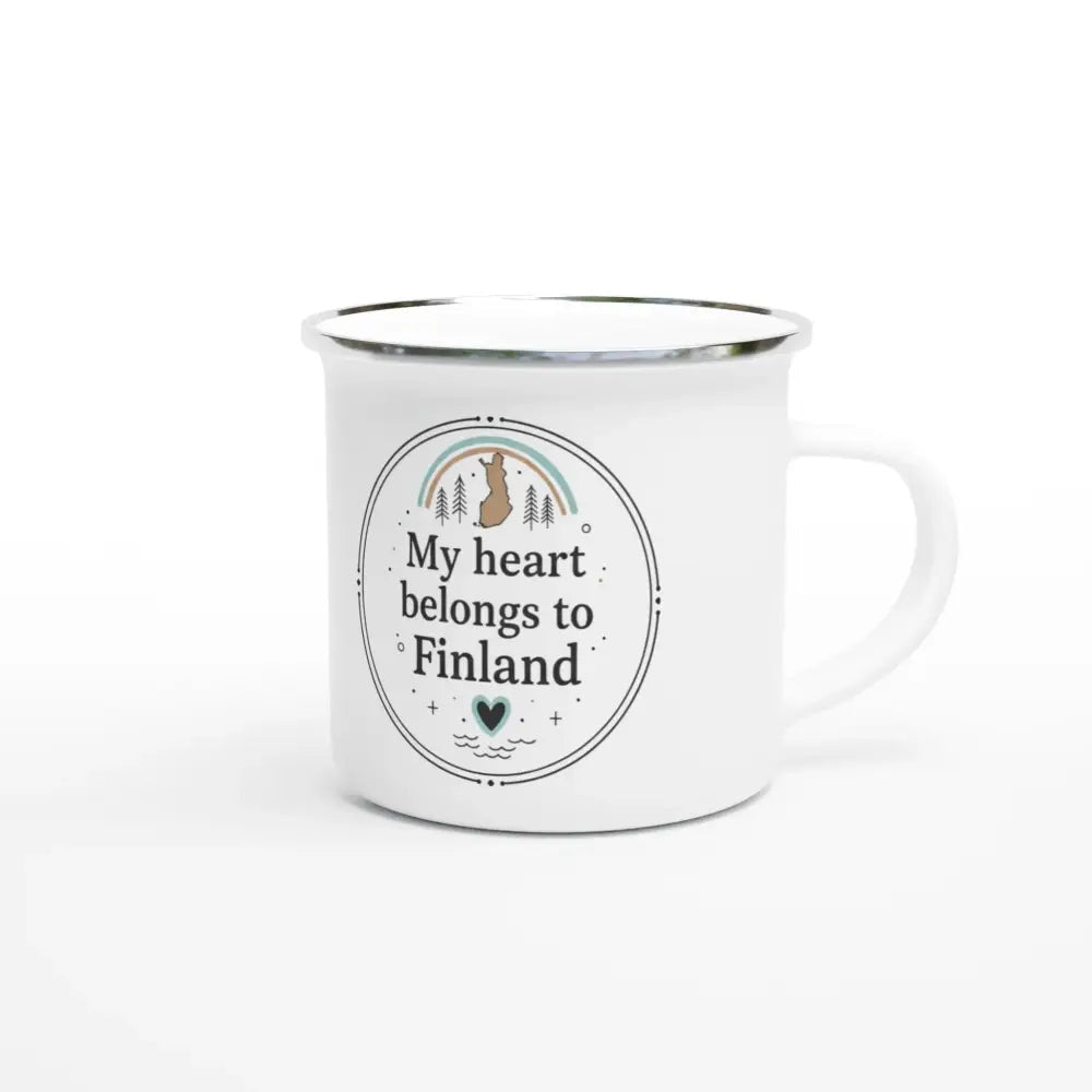My Heart Belongs to Finland Design - Enamel Mug - Rather Be In Finland