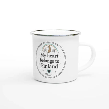 My Heart Belongs to Finland Design - Enamel Mug - Rather Be In Finland