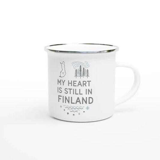 My Heart Is Still in Finland Design - Enamel Mug - Rather Be In Finland