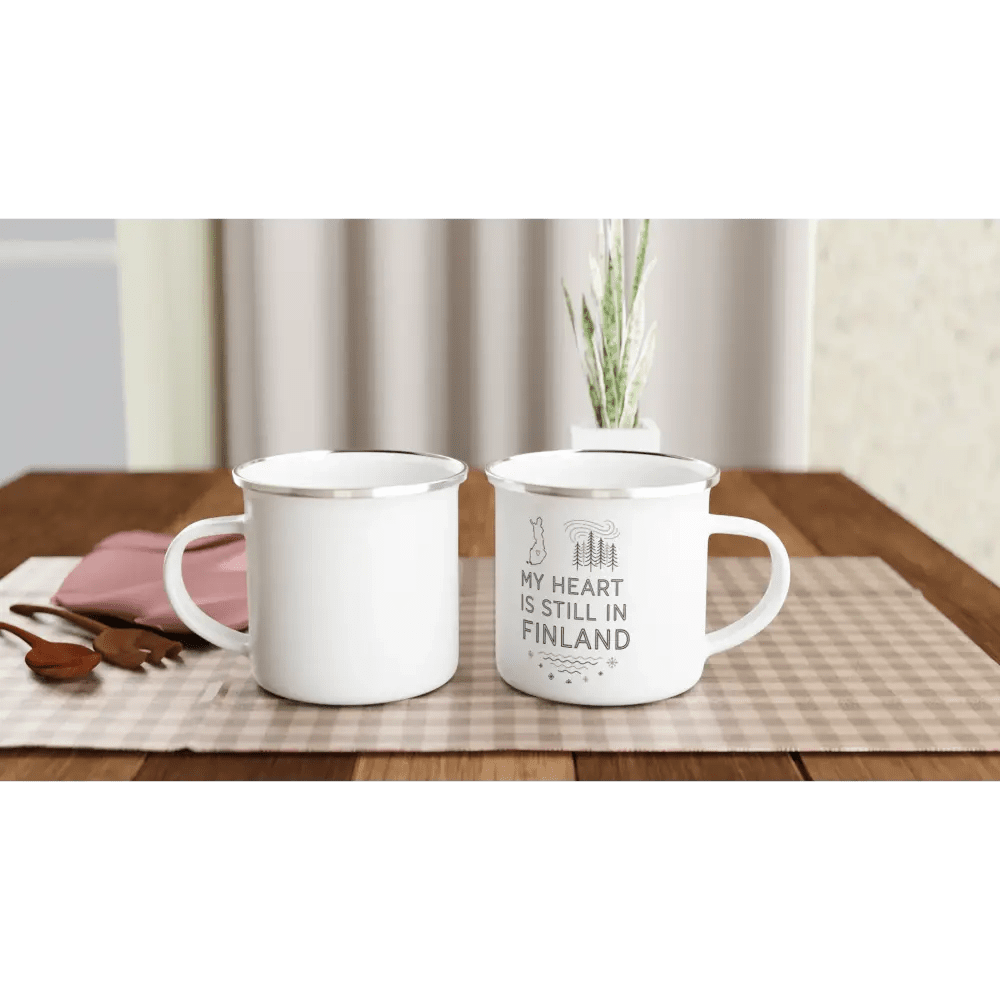 My Heart Is Still in Finland Design - Enamel Mug - Rather Be In Finland