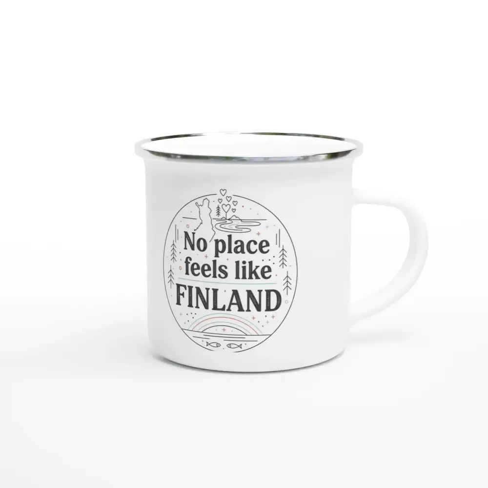 No Place Feels Like Finland Design - Authentic Finnish Enamel Mug - Rather Be In Finland