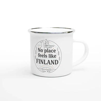 No Place Feels Like Finland Design - Authentic Finnish Enamel Mug - Rather Be In Finland