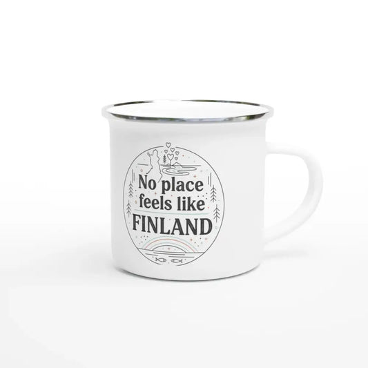 No Place Feels Like Finland Design - Authentic Finnish Enamel Mug - Rather Be In Finland