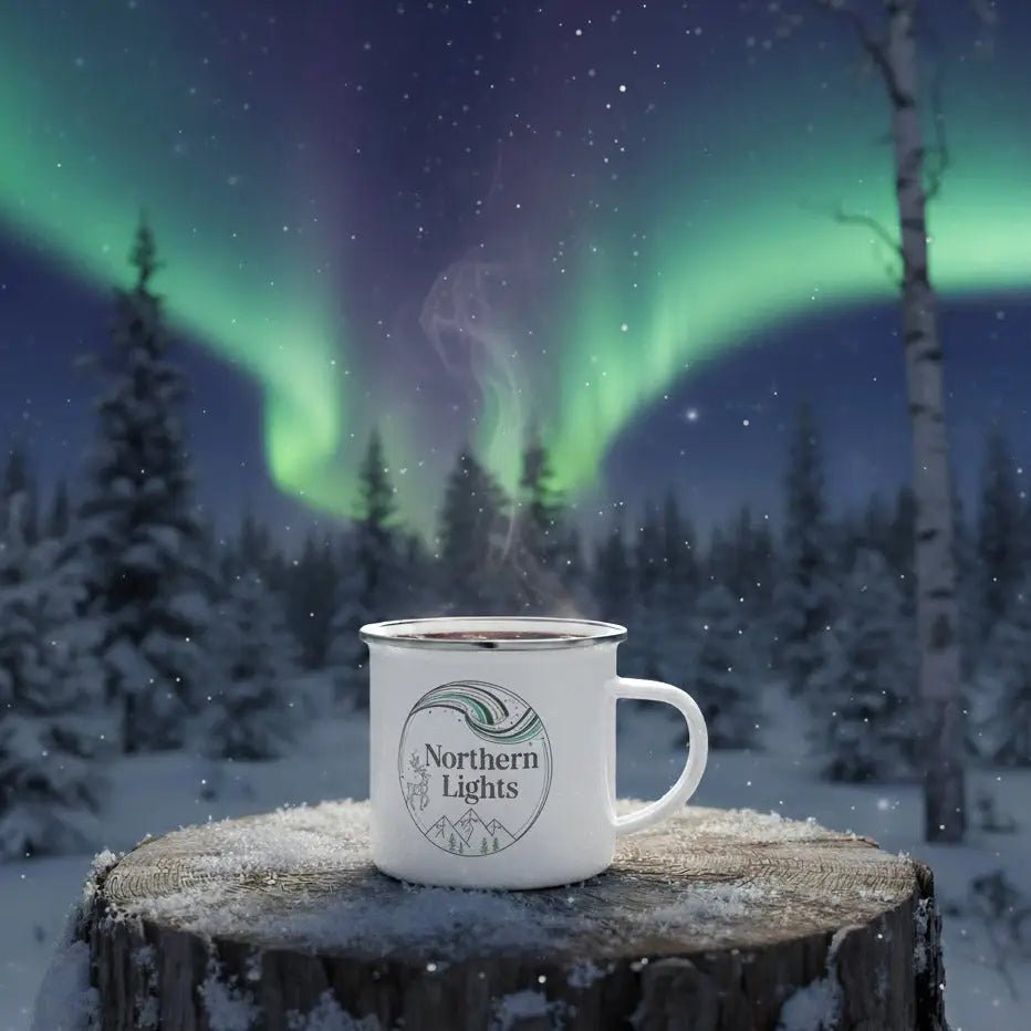 Northern Lights - Enamel Mug - Rather Be In Finland