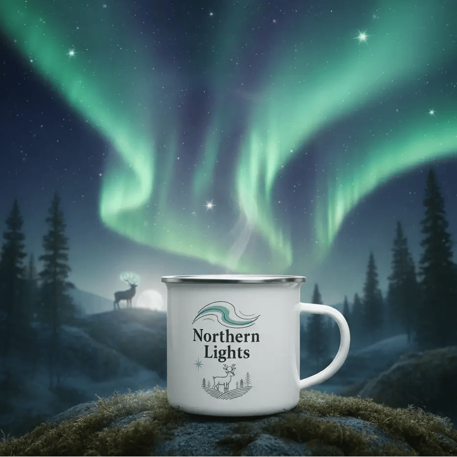 Northern Lights - Enamel Mug - Rather Be In Finland
