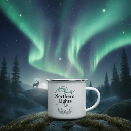 Northern Lights - Enamel Mug - Rather Be In Finland