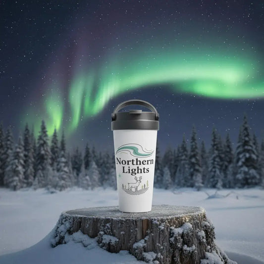 Northern Lights - Finnish Stainless Steel Travel Mug - Print Material - Rather Be In Finland €39.95