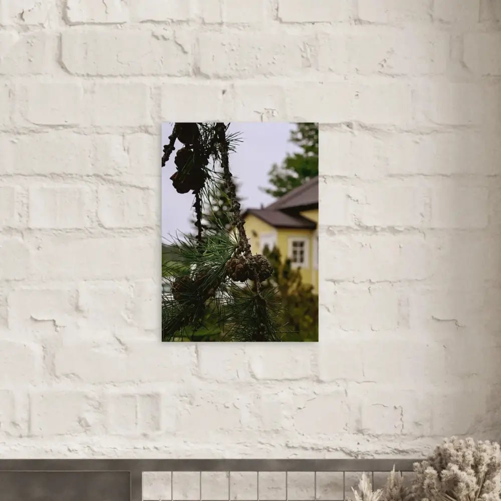 Pine Branch and Old Finnish Log House - Poster - Rather Be In Finland
