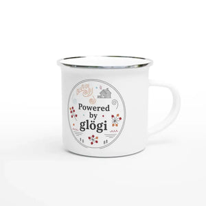 Photo du produit : mug émaillé au motif « Powered By Glögi » de Rather Be in Finland