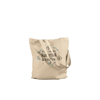 Powered by Sauna & Coffee - Premium Cotton Tote Bag - Rather Be In Finland
