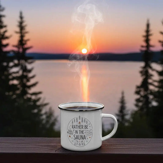 Rather Be In The Sauna - Enamel Mug - Rather Be In Finland