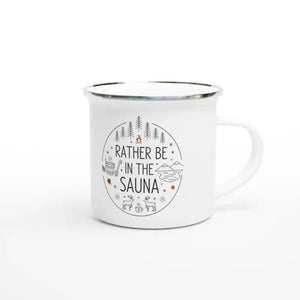 Photo du produit : mug émaillé au motif « Rather Be In The Sauna » de Rather Be in Finland