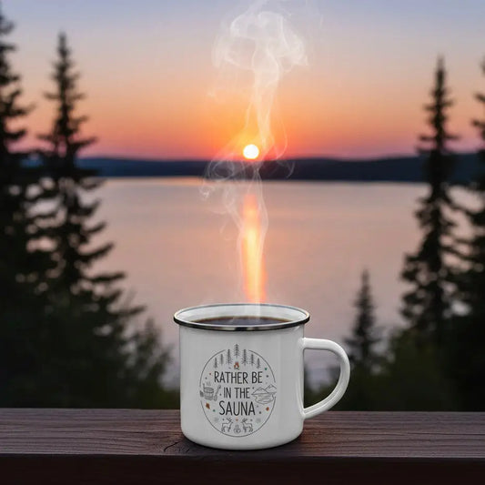 Rather Be In The Sauna - Enamel Mug - Print Material - Rather Be In Finland €32.95