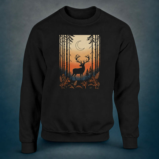 Reindeer Under the Crescent Moon - Finland Forest Sweatshirt - Rather Be In Finland