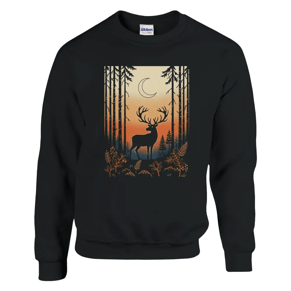 Reindeer Under the Crescent Moon - Finland Forest Sweatshirt - Rather Be In Finland