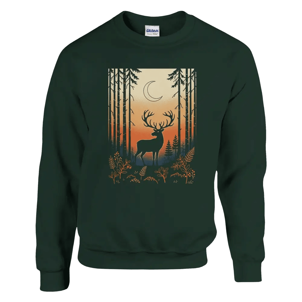 Reindeer Under the Crescent Moon - Finland Forest Sweatshirt - Rather Be In Finland