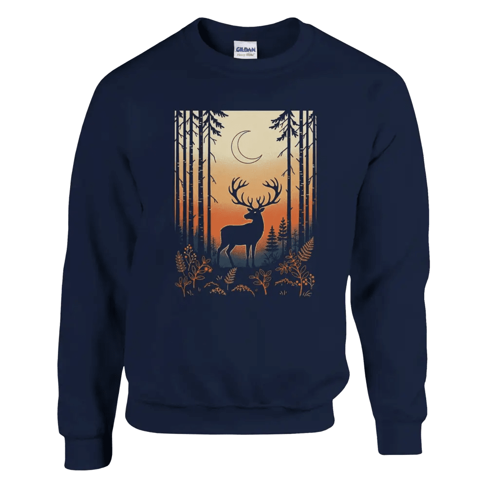 Reindeer Under the Crescent Moon - Finland Forest Sweatshirt - Rather Be In Finland