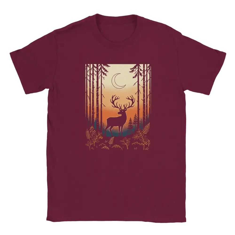 Reindeer Under the Crescent Moon - Finland Forest T-shirt - Rather Be In Finland