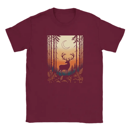 Reindeer Under the Crescent Moon - Finland Forest T-shirt - Rather Be In Finland