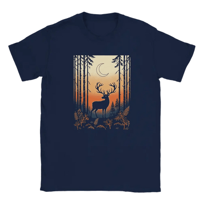 Reindeer Under the Crescent Moon - Finland Forest T-shirt - Rather Be In Finland