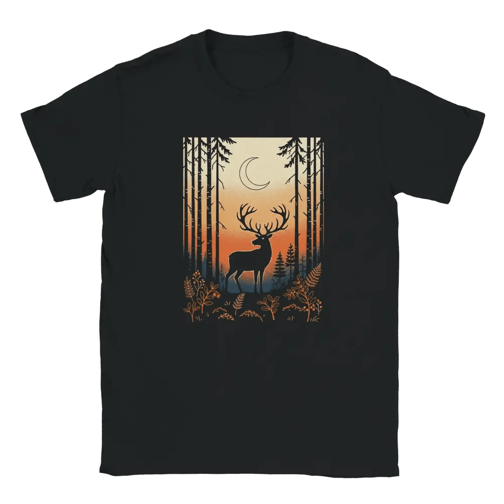 Reindeer Under the Crescent Moon - Finland Forest T-shirt - Rather Be In Finland