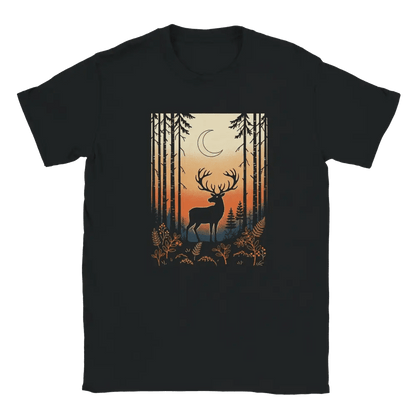 Reindeer Under the Crescent Moon - Finland Forest T-shirt - Rather Be In Finland