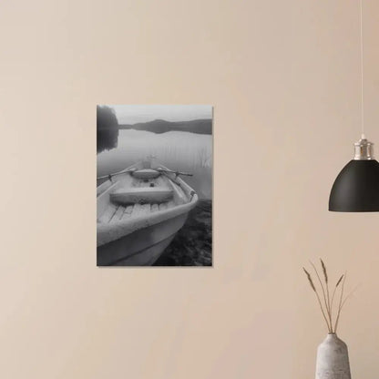 Rowboat in Black and White – Finnish Lake Stillness - Poster - Rather Be In Finland