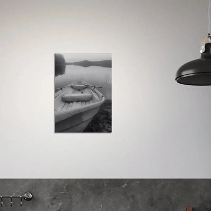 Rowboat in Black and White – Finnish Lake Stillness - Poster - Rather Be In Finland