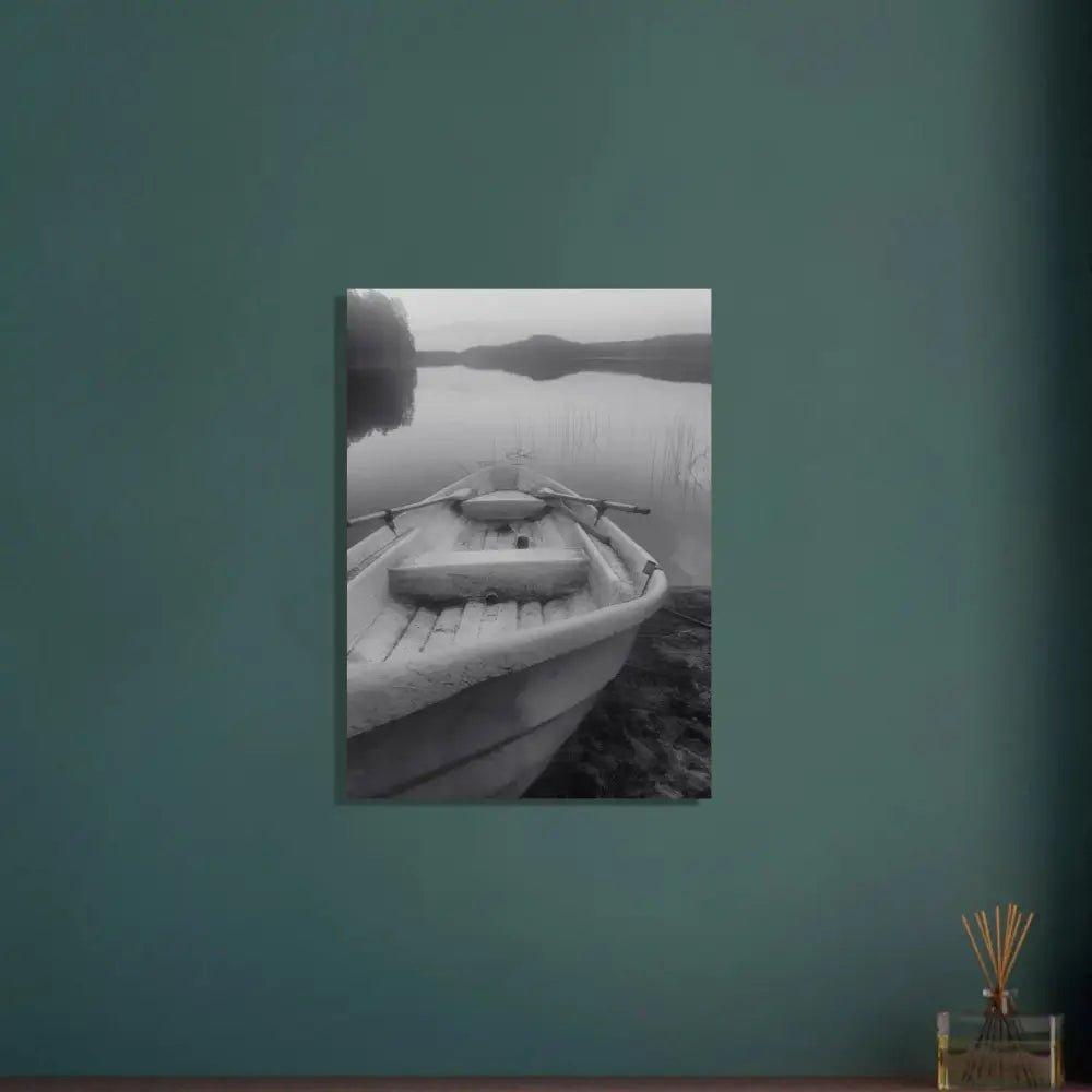 Rowboat in Black and White – Finnish Lake Stillness - Poster - Rather Be In Finland