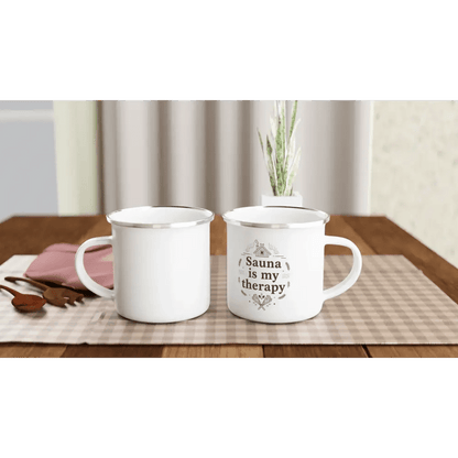 Sauna Is My Therapy - Enamel Mug - Rather Be In Finland