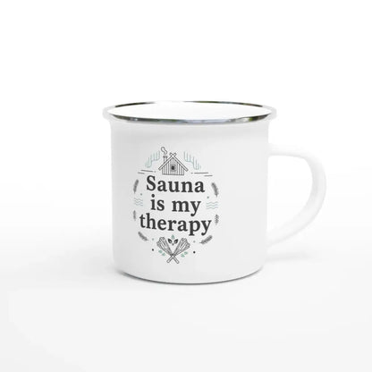 Sauna Is My Therapy - Enamel Mug - Rather Be In Finland