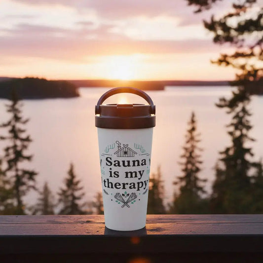 Sauna Is My Therapy - Stainless Steel Travel Mug - Rather Be In Finland