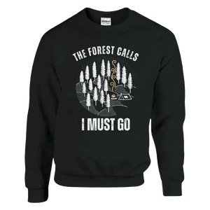 Produktbild: Sweatshirt mit dem Motiv „The Forest Calls - Camping Edition“ von Rather Be in Finland