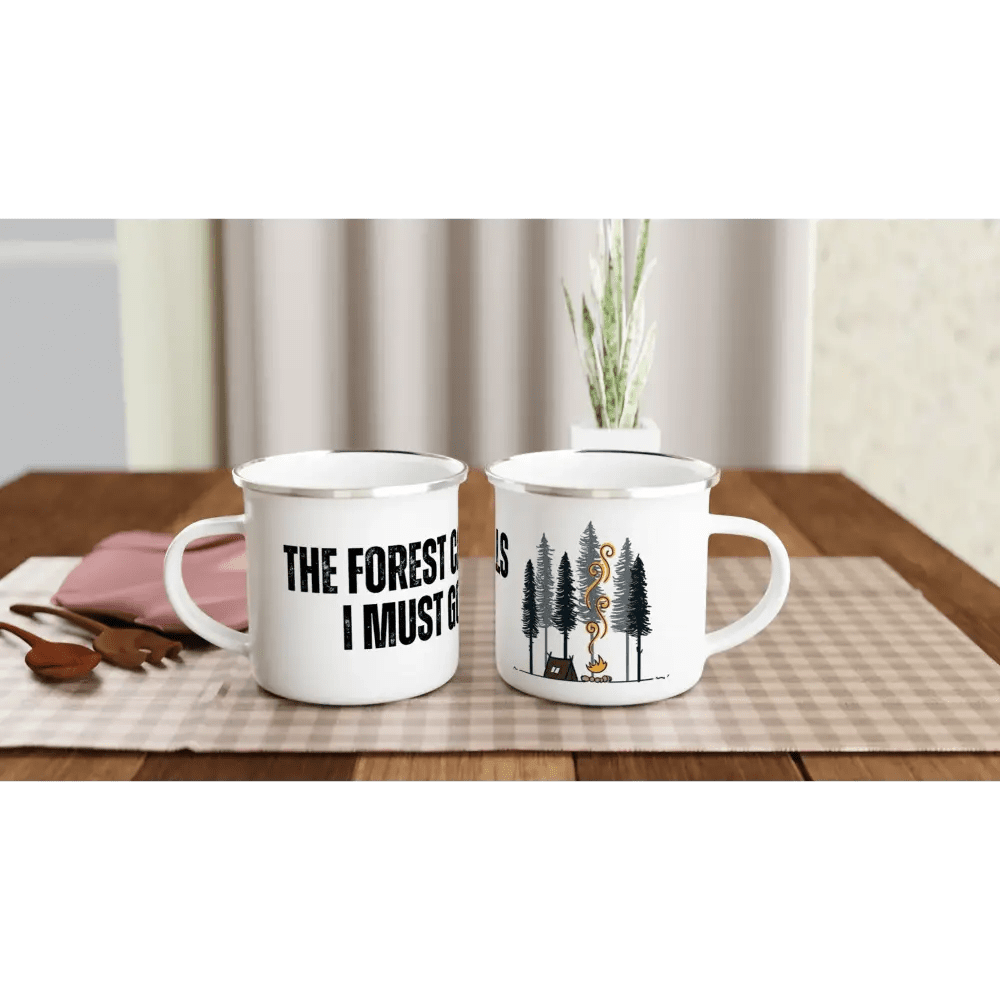 The Forest Calls - I Must Go - Forest Enamel Mug - Rather Be In Finland