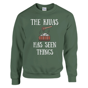 Tuotekuva: collegepaita, painatuksena The Kiuas (Rather Be in Finland)