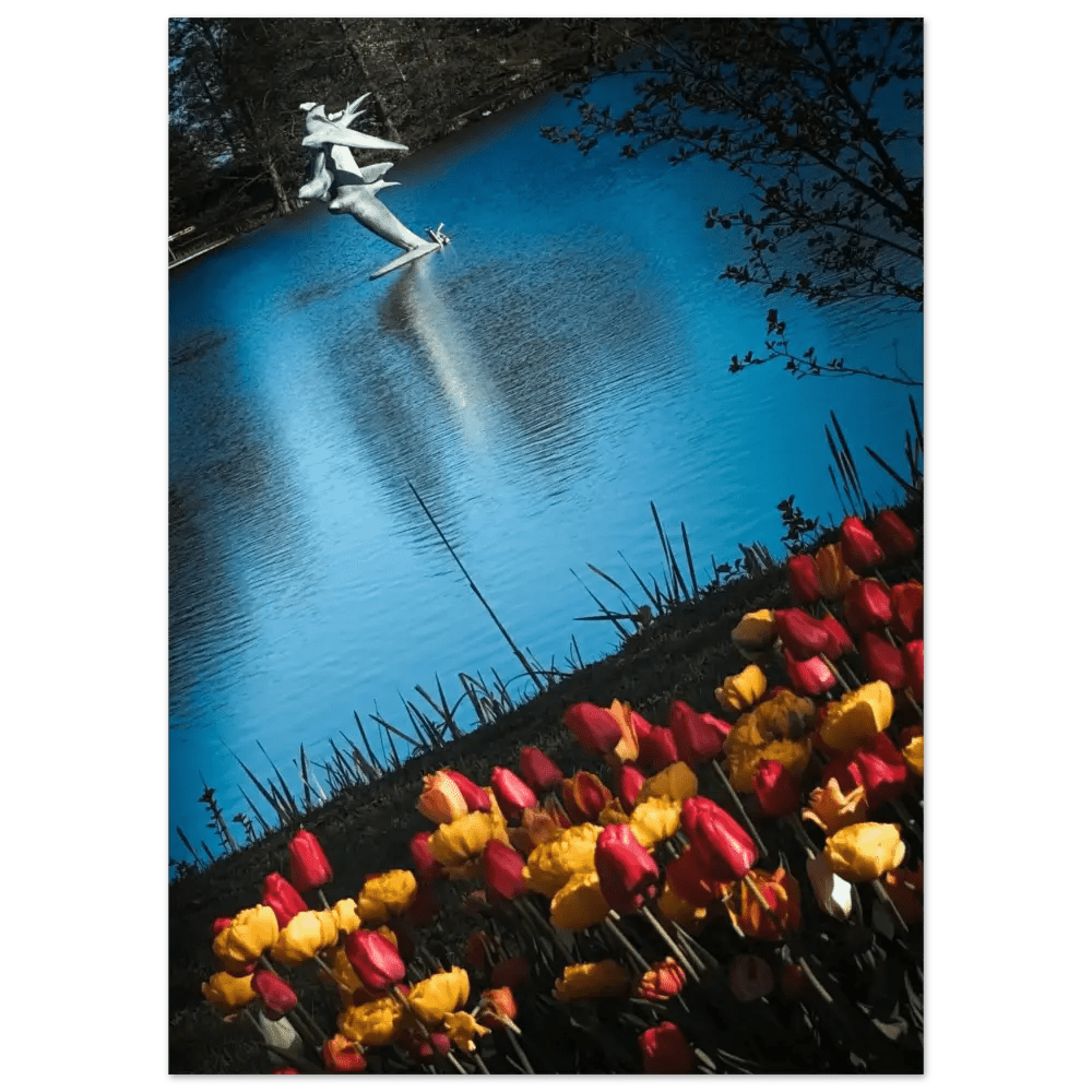 Tulips and Sculpture at Pikku - Vesijärvi, Lahti - Poster - Rather Be In Finland
